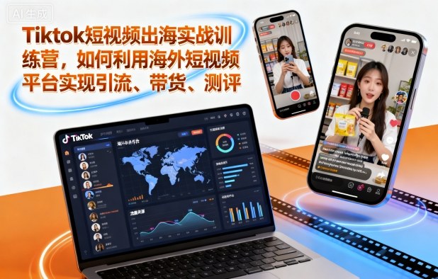 Tiktok短视频出海实战训练营，如何利用海外短视频平台实现引流、带货、测评-跃知万川