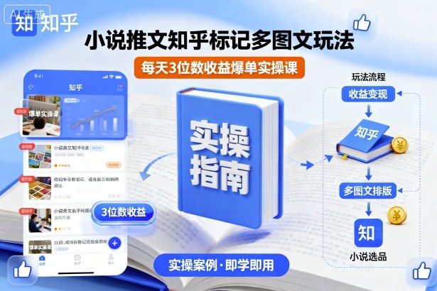 小说推文知乎标记多图文玩法,每天3位数收益爆单实操课-跃知万川