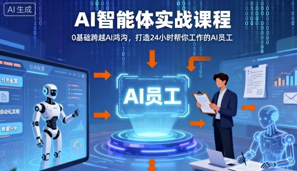 Ai智能体实战课程,0基础跨越Ai鸿沟,打造24小时帮你工作的Ai员工,打破常规,以实战定义Ai-跃知万川