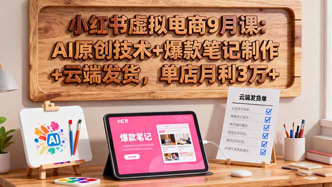 小红书虚拟电商9月课:AI原创技术+爆款笔记制作+云端发货,单店月利3万+-跃知万川