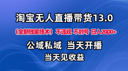 淘宝无人直播13.0，公域私域技术，不封号，不违规布局下半年旺季赛道，日入1K+(独家技术)【揭秘】-跃知万川