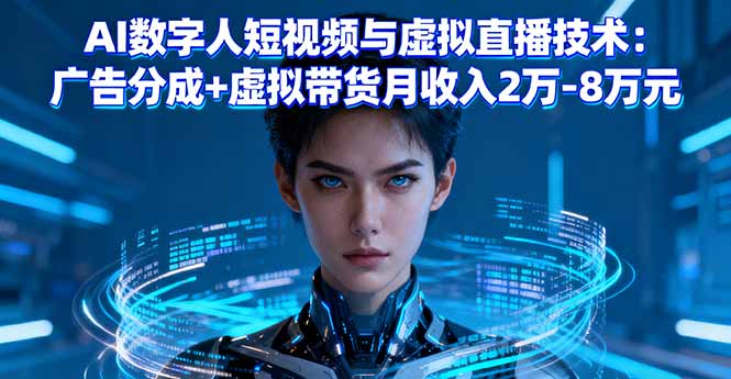 AI数字人短视频与虚拟直播技术：广告分成+虚拟带货月收入2万-8万元-跃知万川