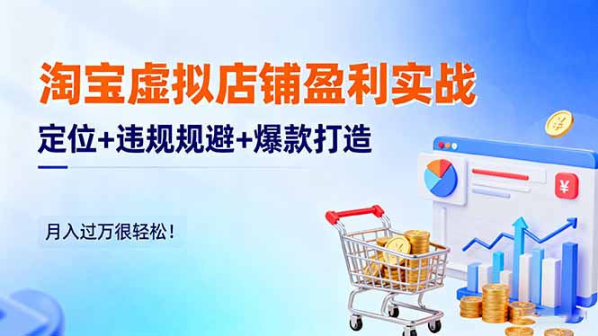 淘宝虚拟店铺盈利实战：定位+违规规避+爆款打造，月入过万很轻松！-跃知万川