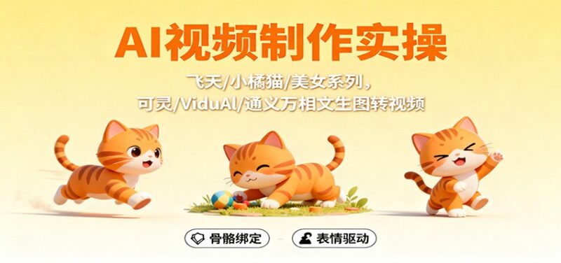 AI视频制作实操，飞天/小橘猫/美女系列，可灵/ViduAl/通义万相文生图转视频-跃知万川