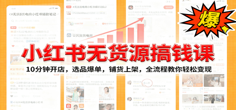 小红书无货源爆单课：10分钟开店，选品爆单，铺货上架，全流程教你轻松变现-跃知万川