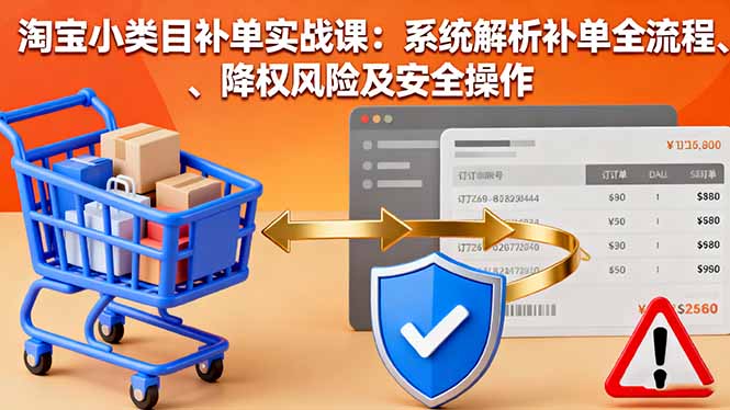 淘宝小类目补单实战课:系统解析补单全流程、降权风险及安全操作-跃知万川