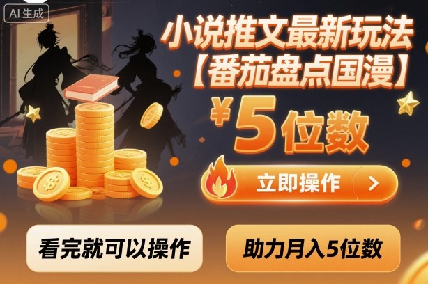 小说推文最新玩法,助力月入5位数【番茄盘点国漫】玩法,看完就可以操作-跃知万川