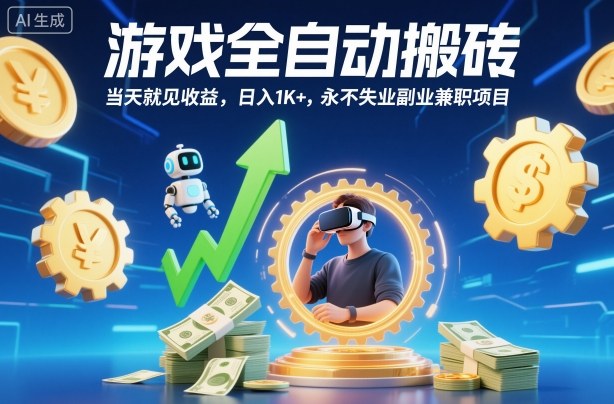 游戏全自动搬砖，当天就见收益，日入1K+，永不失业副业兼职项目【揭秘】-跃知万川