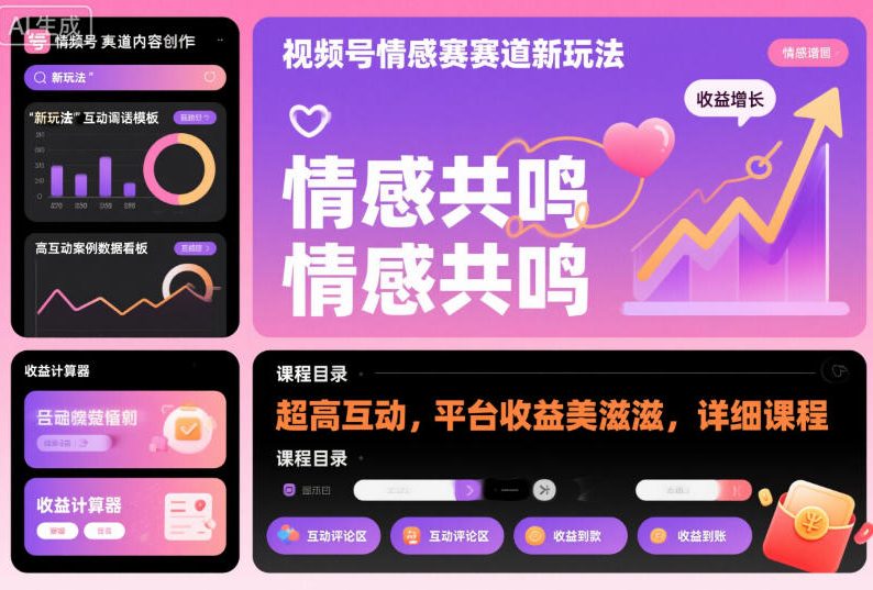 视频号情感赛道新玩法,超高互动,平台收益美滋滋,详细课程-跃知万川