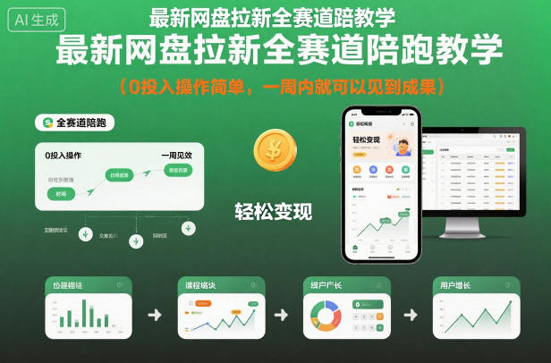 最新网盘拉新全赛道陪跑教学,0投入操作简单,一周内就可以见到成果-跃知万川