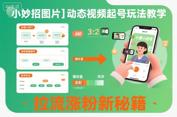 小妙招图片＋动态视频起号玩法教学，拉流涨粉新秘籍-跃知万川