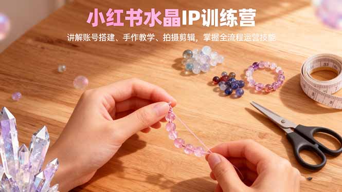 小红书水晶IP训练营,讲解账号搭建、手作教学、拍摄剪辑,全流程运营技能-跃知万川