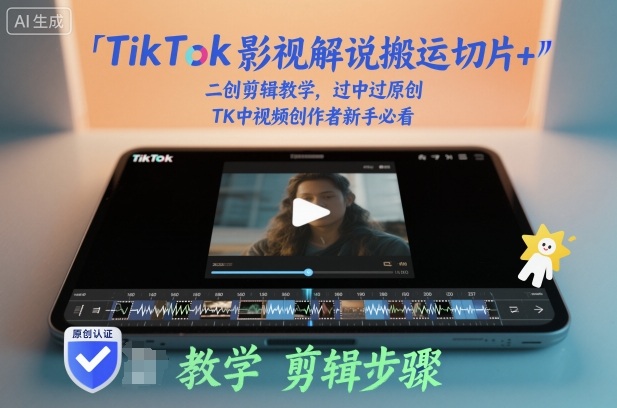 TikTok影视解说搬运切片+二创剪辑教学,过中过原创,TK中视频创作者新手必看-跃知万川