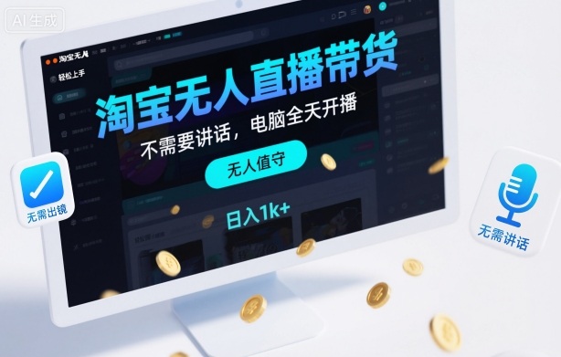 淘宝无人直播带货,不需要出镜,不需要讲话,电脑全天开播,轻松上手,日入1k+【揭秘】-跃知万川
