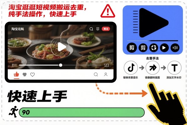 淘宝逛逛短视频搬运去重，纯手法操作，快速上手-跃知万川