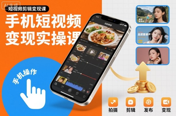 手机短视频变现实操课，短视频剪辑变现课-跃知万川