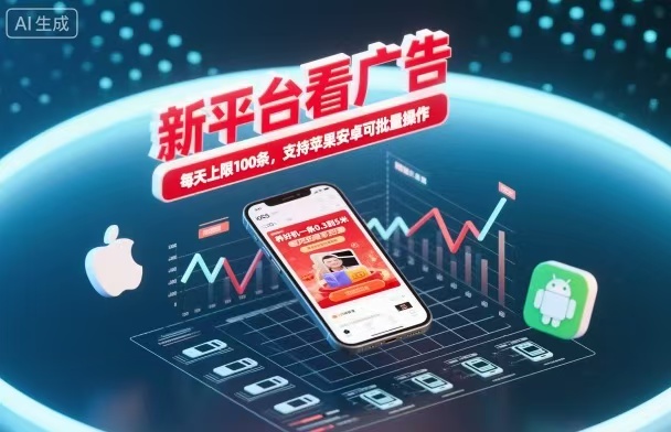 新台看广告,养好机一条5毛到5块,单机日入30到100,支持苹果安卓,可批量操作。-跃知万川