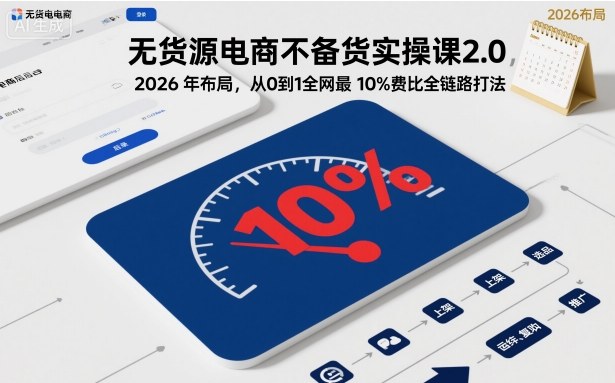 无货源电商不备货实操课2.0,2026年布局,从0到1全网最低10%费比全链路打法【更新中】-跃知万川