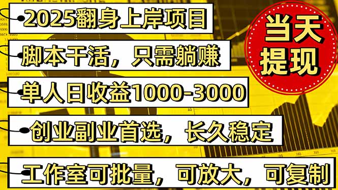 2025翻身上岸项目脚本干活,内部客户经理内部开号,单人日收益1000-300...-跃知万川