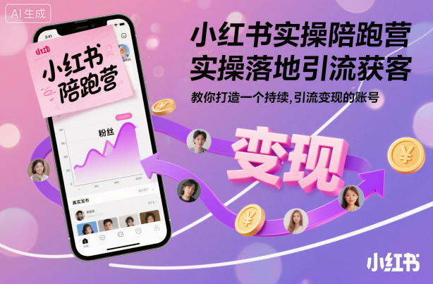 小红书实操陪跑营，实操落地引流获客，教你打造一个持续引流变现的账号-跃知万川