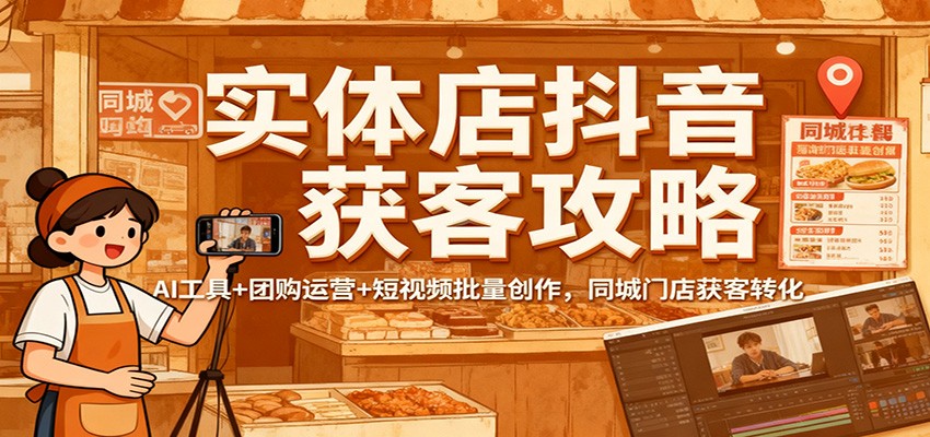 实体店抖音获客攻略：AI工具+团购运营+短视频批量创作，同城门店获客转化-跃知万川
