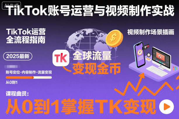 2025最新TikTok账号运营与视频制作实战全流程,从0到1掌握TK变现(含11月最新TK搬运技术)-跃知万川
