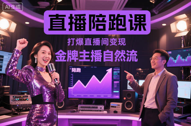 直播陪跑课，金牌主播自然流打爆直播间，复制高变现玩法-跃知万川
