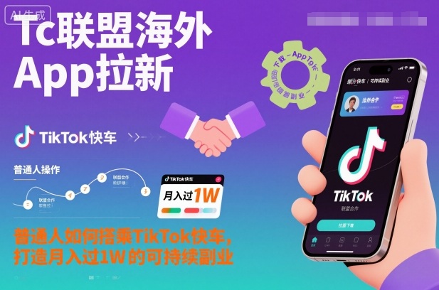 Tc联盟海外App拉新:普通人如何搭乘TikTok快车,打造月入过1W的可持续副业-跃知万川
