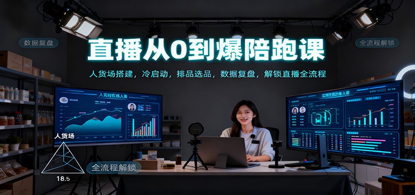 图片[1]-直播从0到爆陪跑课：人货场搭建，冷启动，排品选品，数据复盘，解锁直播全流程-跃知万川