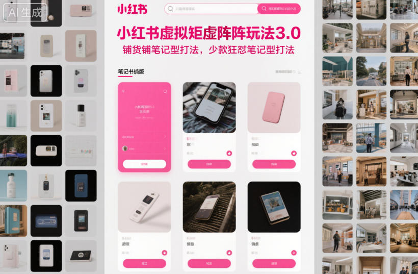 小红书虚拟矩阵玩法3.0，铺货铺笔记型打法，少款狂怼笔记型打法-跃知万川