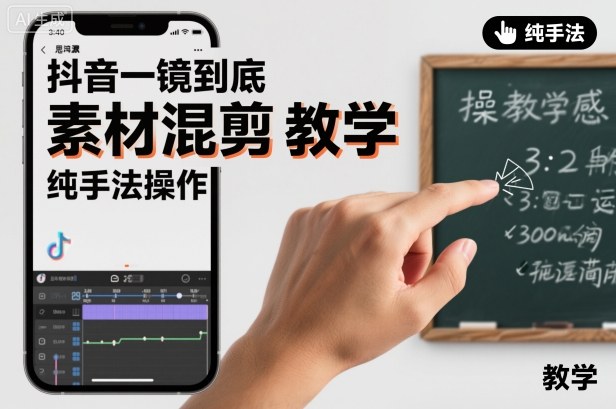 抖音一镜到底素材混剪教学，纯手法操作-跃知万川