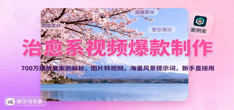 治愈系视频爆款制作,700万播放量案例解析,图片转视频,海量风景提示词,新手直接用-跃知万川