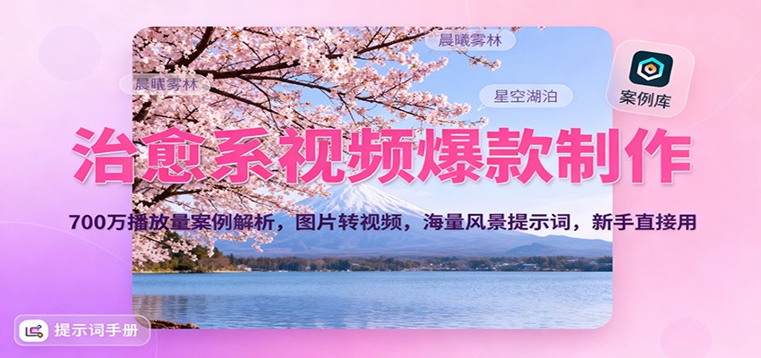 治愈系视频爆款制作,700万播放量案例解析,图片转视频,海量风景提示词,新手直接用-跃知万川