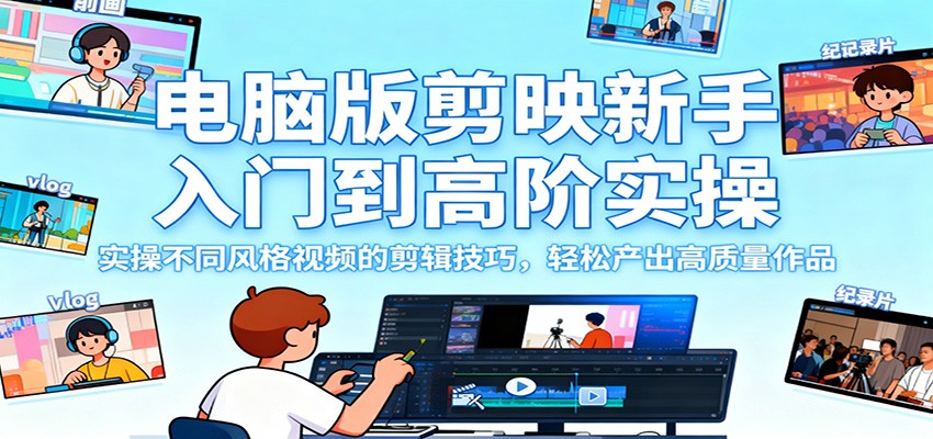 图片[1]-电脑版剪映新手入门到高阶实操，实操不同风格视频的剪辑技巧，轻松产出高质量作品-跃知万川