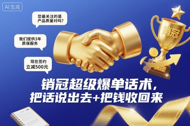 销冠超级爆单话术，把话说出去+把钱收回来-跃知万川