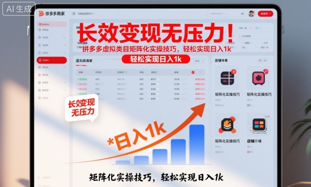 长效变现无压力!拼多多虚拟类目矩阵化实操技巧,轻松实现日入1k【揭秘】-跃知万川