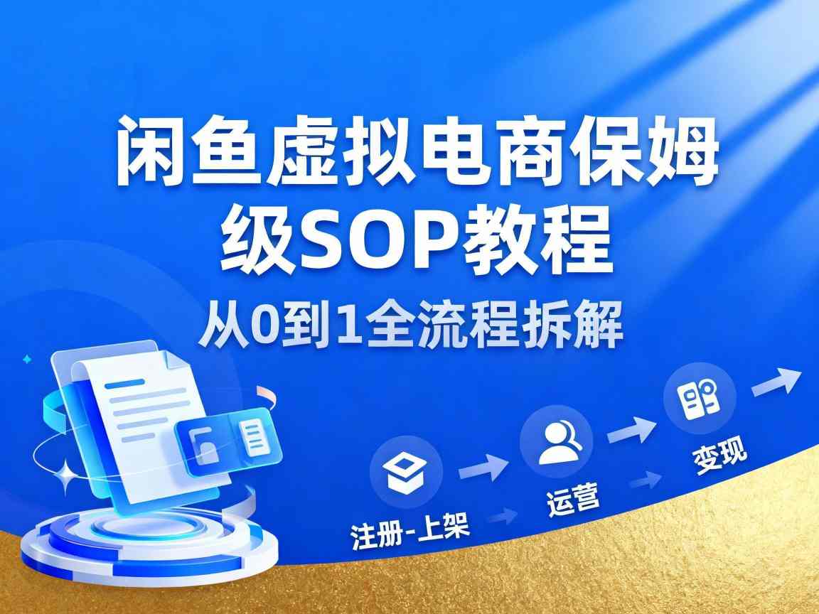 闲鱼虚拟电商，月入轻松过1W，保姆级SOP教程-跃知万川
