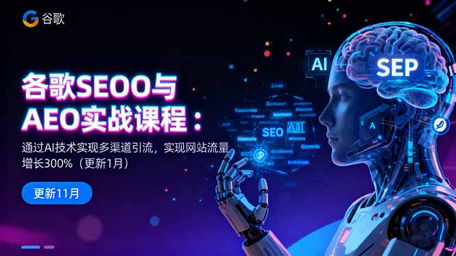 谷歌SEO与AEO实战课程：通过AI技术实现多渠道引流，实现网站流量增长300%-跃知万川