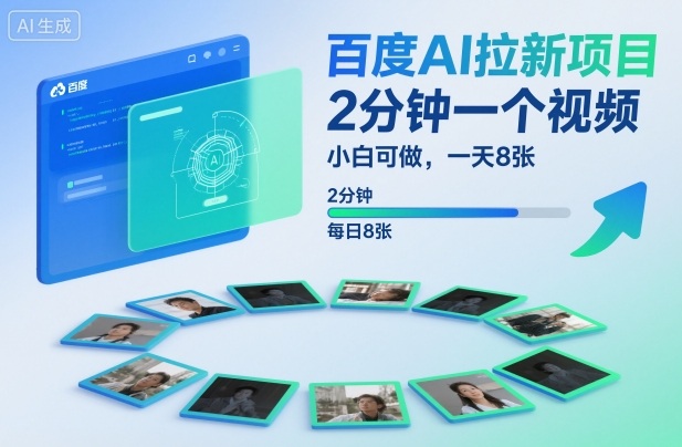 百度AI拉新项目，2分钟一个视频，小白可做，一天8张【附案例+保姆级教程】-跃知万川