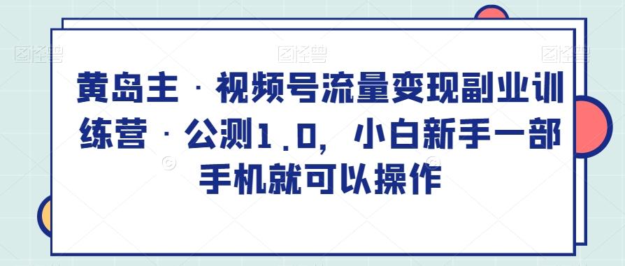 黄岛主·视频号流量变现副业训练营·公测1.0，小白新手一部手机就可以操作-跃知万川
