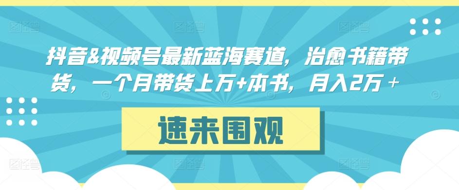 抖音&视频号最新蓝海赛道，治愈书籍带货，一个月带货上万+本书，月入2万＋【揭秘】-跃知万川