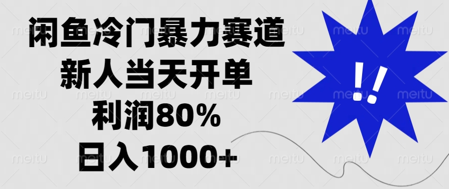 闲鱼冷门暴力赛道，新人当天开单，利润80%，日入1000+-跃知万川