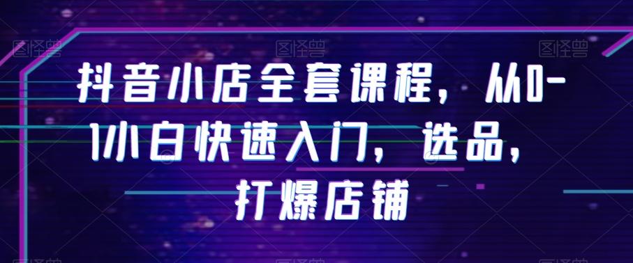 抖音小店全套课程，从0-1小白快速入门，选品，打爆店铺-跃知万川