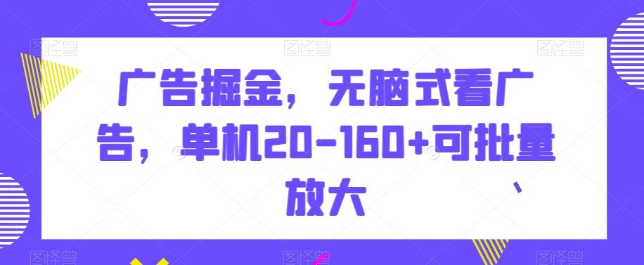 广告掘金，无脑式看广告，单机20-160+可批量放大【揭秘】-跃知万川