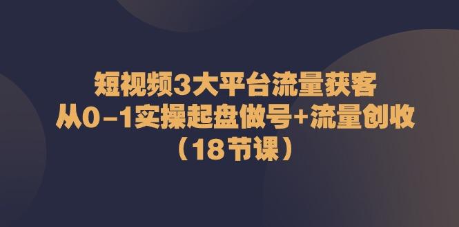 短视频3大平台流量获客：从0-1实操起盘做号+流量创收(18节课)-跃知万川