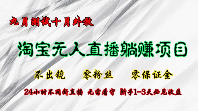 淘宝无人直播最新玩法，九月测试十月外放，不出镜零粉丝零保证金，24小…-跃知万川