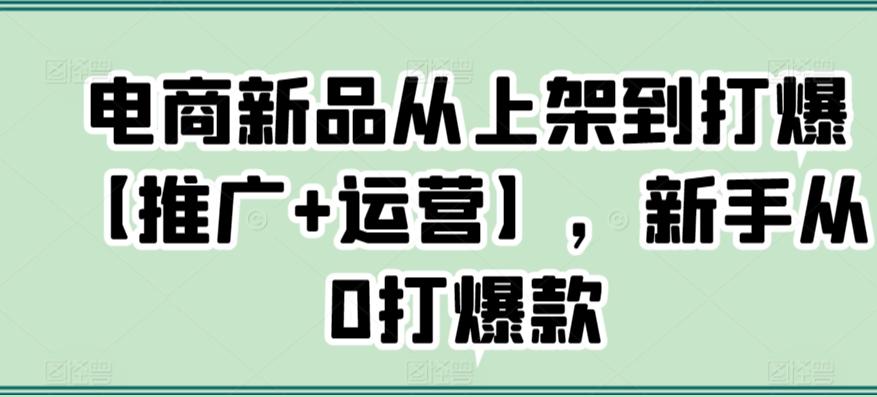 电商新品从上架到打爆【推广+运营】，新手从0打爆款-跃知万川