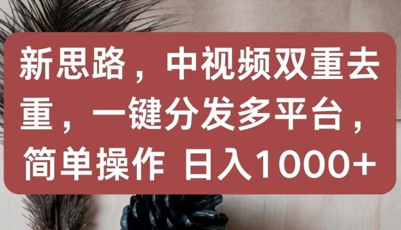 新思路，中视频双重去重，一键分发多平台，简单操作，日入1000+【揭秘】-跃知万川
