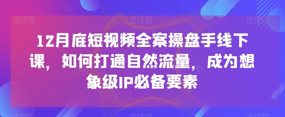 12月底短视频全案操盘手线下课，如何打通自然流量，成为想象级IP必备要素-跃知万川