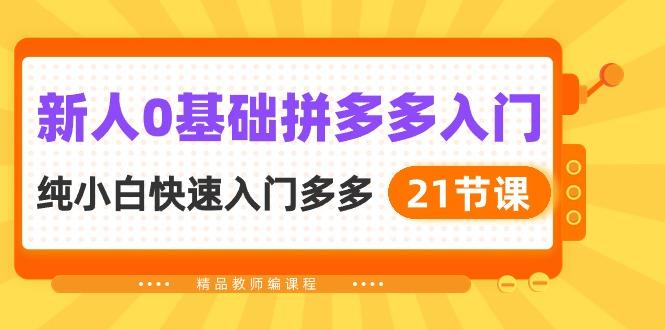 新人0基础拼多多入门，​纯小白快速入门多多(21节课-跃知万川